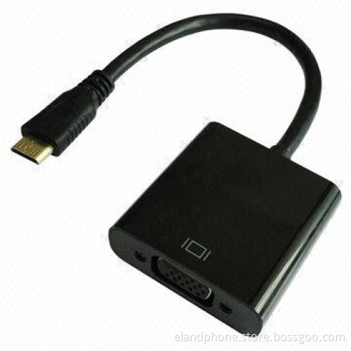 Mini HDMI to VGA M/F Active Adapter, Converts Digital Mini HDMI Signal Into Analog VGA Video